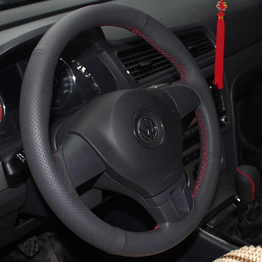 Steering wheel cover Case for Volkswagen VW Tiguan Passat MAGOTAN Touran Lavida gran Genuine leather DIY Hand sewing Car styling covers