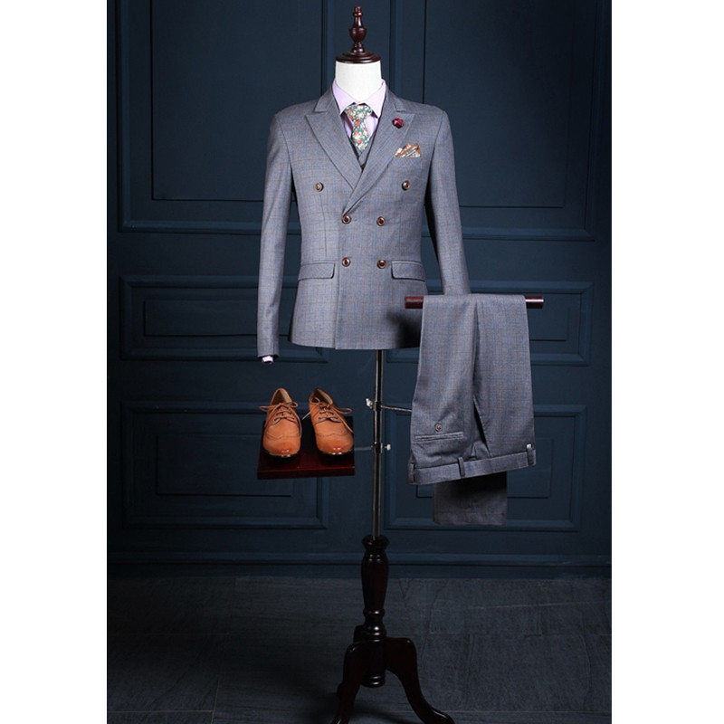 Gray Double Breasted 3 Piece Set Slim Fit Best Men Groomsman Men's WeddingProm Suit (Jacket + pants + vest) custom made, Green
Gray Double Breasted 3 Piece Set Slim Fit Best Men Groomsman Men's WeddingProm Suit (Jacket + pants + vest) custom made, Green