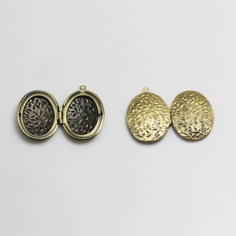 Beadsnice small locket frame pendant oval brass locket charm filigree blank photo locket handmade gift for him ID 3366