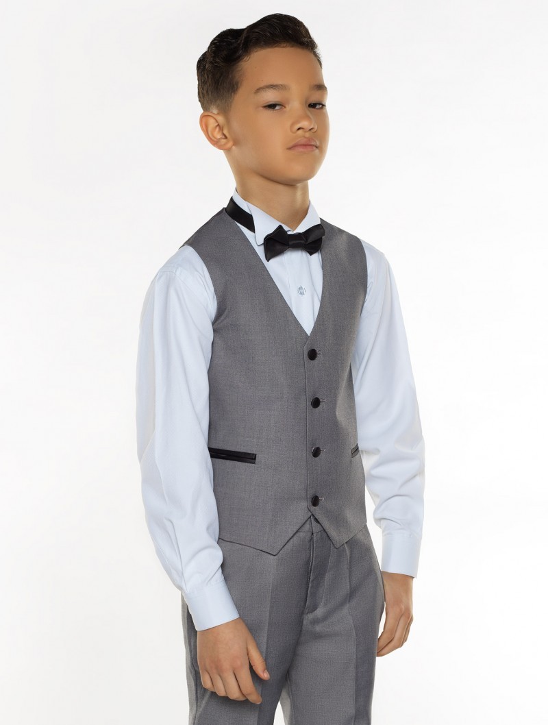 Boys Tuxedo Boys Suits Boys Formal Suits Tuxedo for Kids Tuxedo Formal Occasion Grey Suits For Lillte Men Three Pieces(Jacket+Pant+Vest)