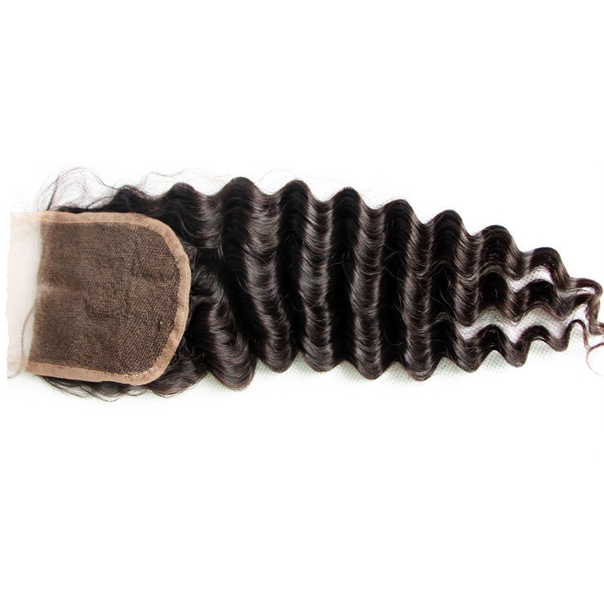 Free shipping Deep Wave 4x4 Top Lace Closure 100% Human Hair Natural Hairline Pre Plucked Closures