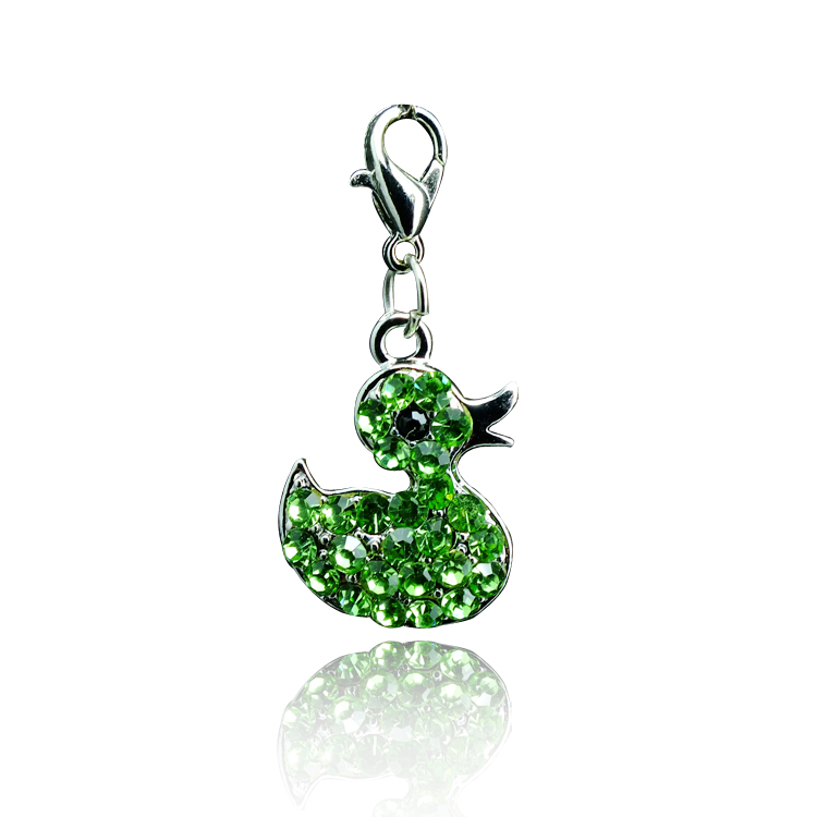 Free Shipping Latest Fashion Charms Alloy 4 Color Rhinestone Duck Lobster Clasp Floating Charms DIY Jewelry Accessories