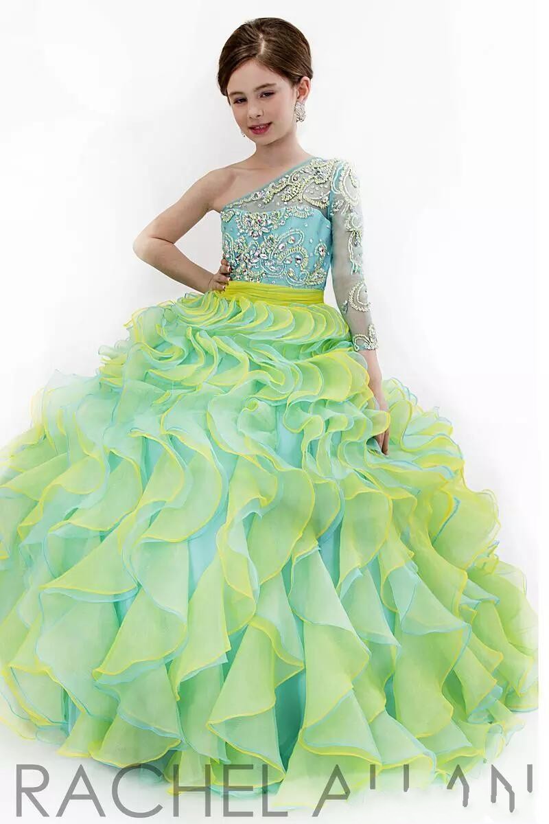 chic tired skirt style formal wear for children sparkling one shoulder ball gown for flower girls