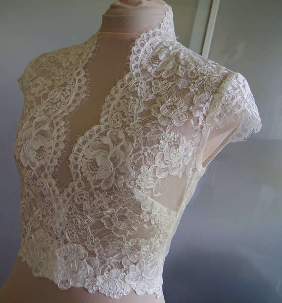 high quality ivory lace bridal jacket with cap sleeve vneck bolero custom made wrap bridal accessories for wedding dress