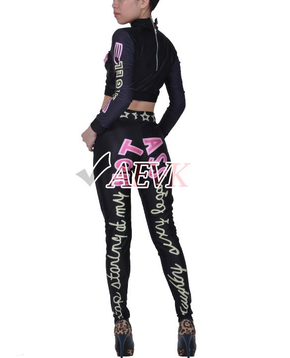 Autumn Women Sexy Jumpsuit Lip Rompers Printing Bodycon Playsuit Bodysuit 2 Piece Club Bandage Jumpsuits S M L #6 SV004560