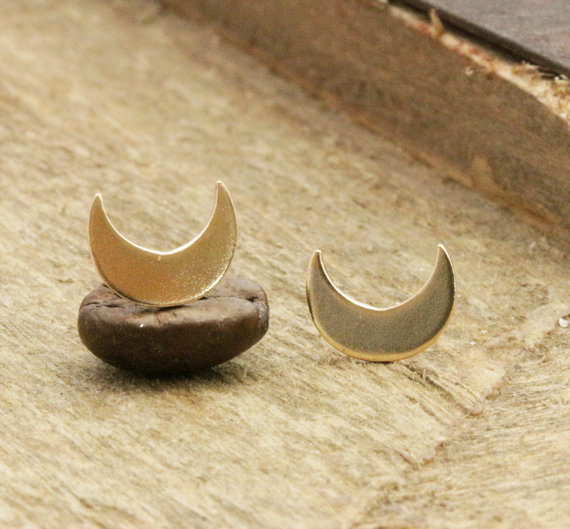 30Pair Gold Silver Cute Crescent Moon Stud Earrings Simple Tiny Half Moon Earrings Jewelry for Women