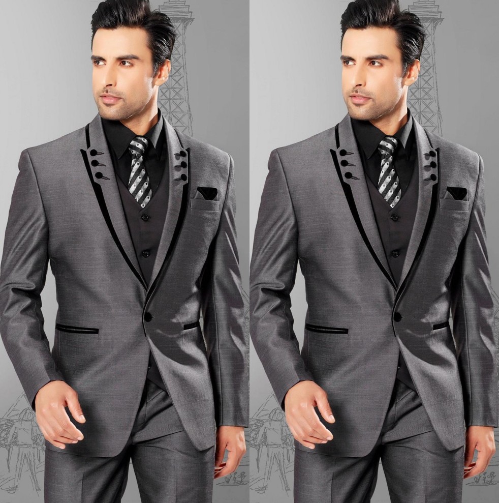Men Suits Slim Fit Peaked Lapel Tuxedos Grey Wedding Suits For Men 2015 Groomsmen Suits One Button Mens 3 Piece Suit (Jacket+Pants+Vest), Black
Men Suits Slim Fit Peaked Lapel Tuxedos Grey Wedding Suits For Men 2015 Groomsmen Suits One Button Mens 3 Piece Suit (Jacket+Pants+Vest), Black