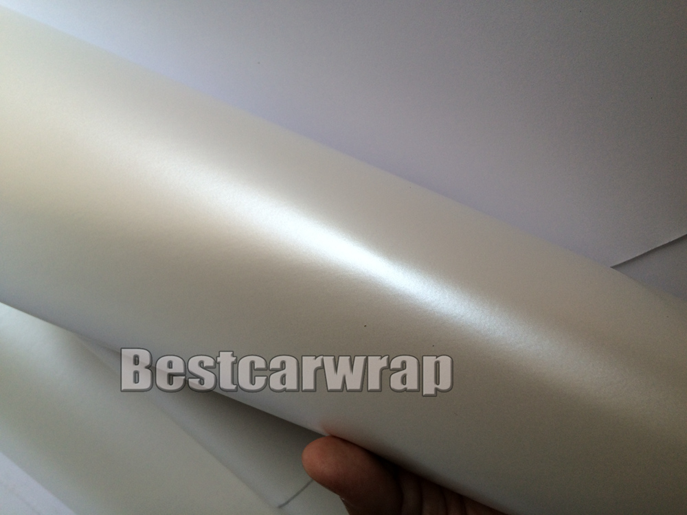 Satin pearl white matte Vinyl Wrap Satin matte Chrome white Car wrap Film With Air bubble Free Foile Pearl White Foil Size 1.52x20m/Roll