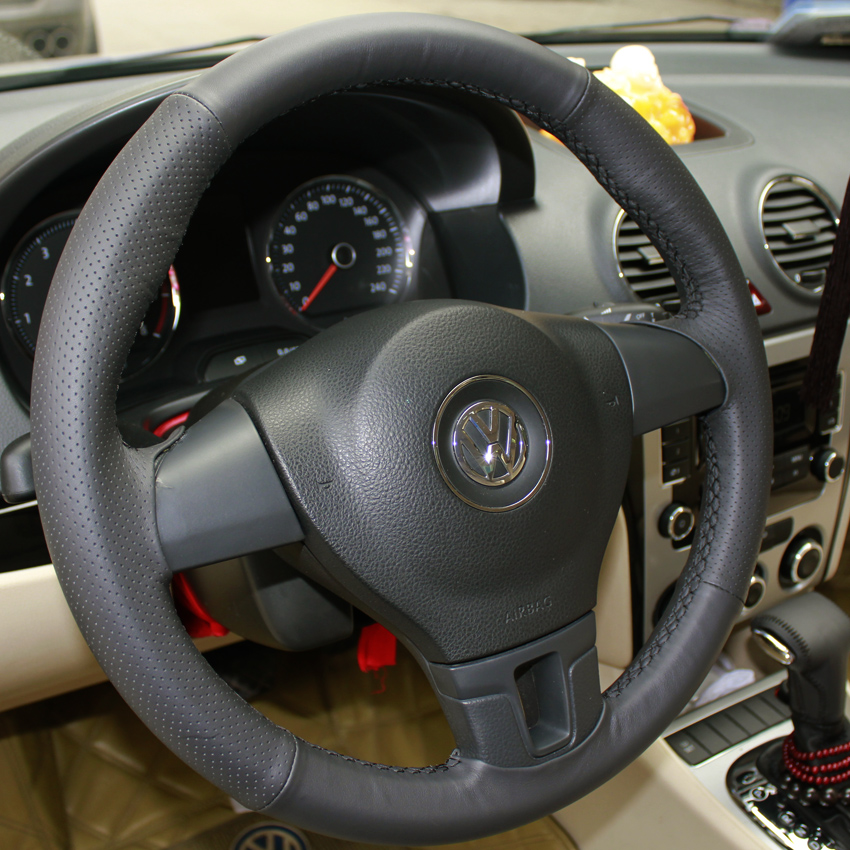 Steering wheel cover Case for Volkswagen VW Tiguan Passat MAGOTAN Touran Lavida gran Genuine leather DIY Hand sewing Car styling covers