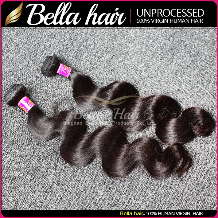 Bella Hair 8A Peruvian Human Hair Weave Natural Black Color Body Wave Double Weft Bundles