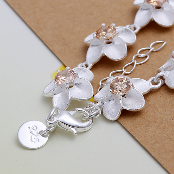 Hot sale 925 silver Full inlay Yellowstone Plum flower Bracelet DFMCH095, new fashion 925 sterling silver Chain link gemstone bracelets