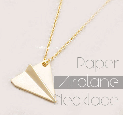 10PCS Gold Silver Origami Plane Necklace Paper Plane Necklace Tiny Aircraft Airplane Necklaces Jewelry for women