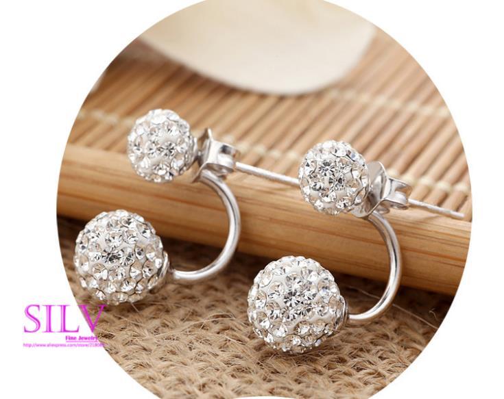 925 Sterling Silver Jewelry Full of Flash Stone Earrings Sterling Silver Stud Earrings Christmas Gift Free Shipping