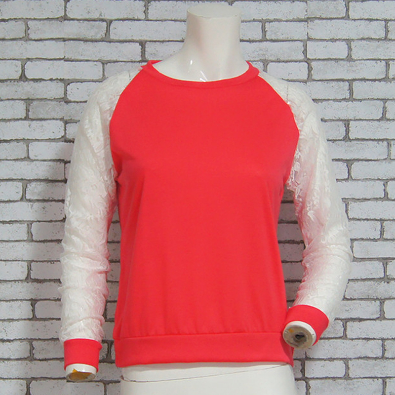 Wholesale- Rogi Blusas 2017 Fashion Women Long Sleeve Lace Patchwork Blouses Casual Tunic Tee Shirts Jumper Tops Poleras Mujer Plus Size