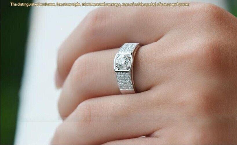 Atmosphere Size 8-13 Luxury Jewelry 10kt white gold filled topaz CZ Diamond Gemstones Men Engagement Wedding Ring For Lover gift