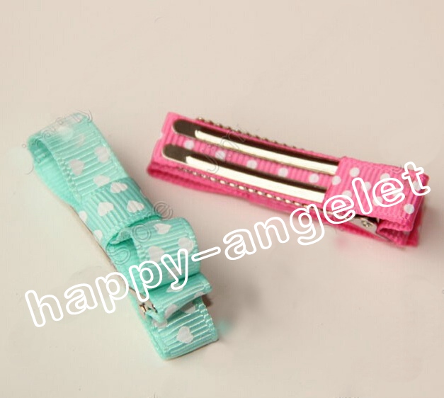 Hair Accessories Bows Clips layered Polka Dot Ribbon Covered Double Single Prong Duckbill Alligator Hairpins Baby headwear 50pcs FJ3226