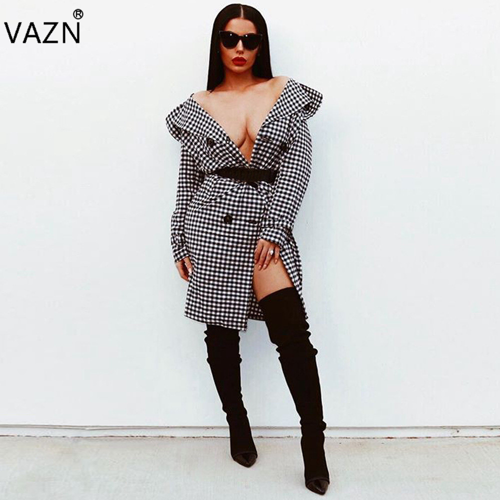 VAZN New Fashion Elegant 2018 Casual Dress Full Sleeve Mini Dress Sexy Bandage Dress D8054 q1118