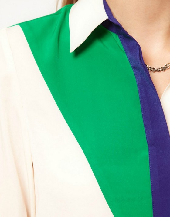 2014 Spring women chiffon blouse Plus size chiffon patchwork color OL t shirt shirts Amazing blouse for lady Free shipping.