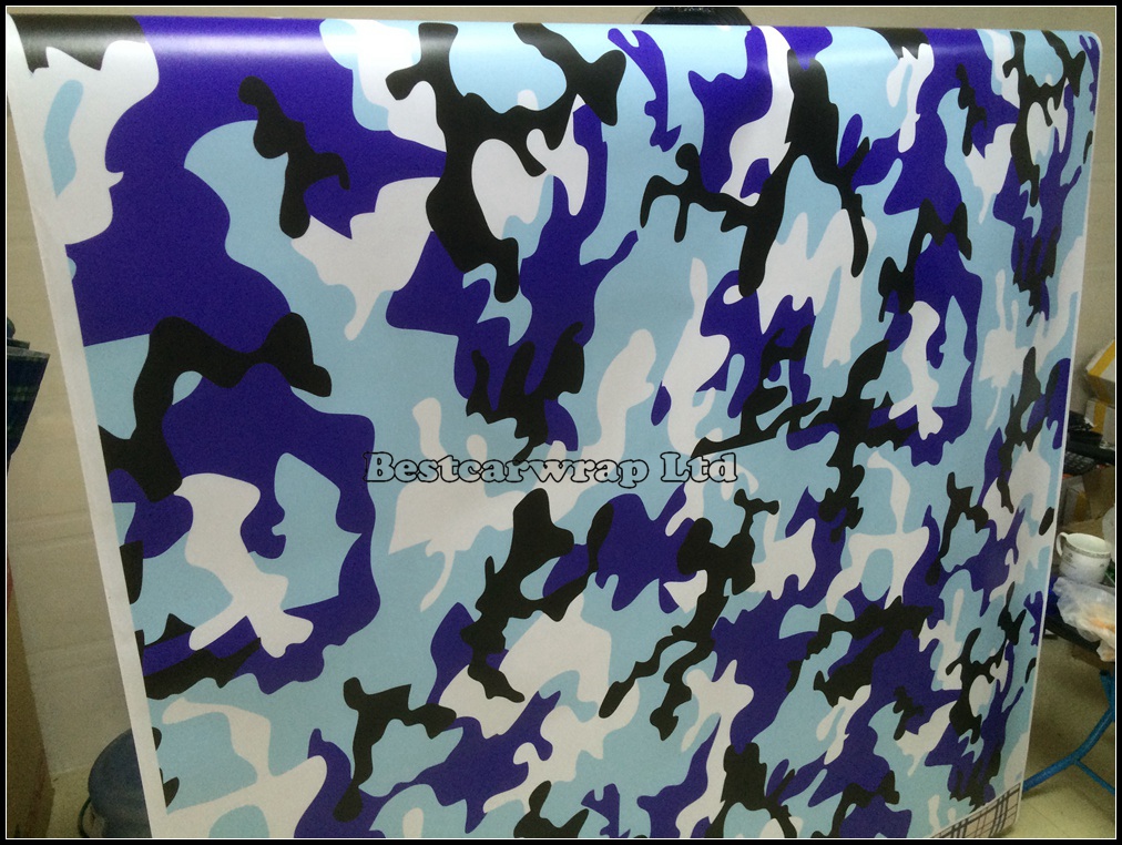 Blue/ white Black Camo Arctic Camouflage / Camo Vinyl Air-Drain. Car Wrap Sticker Size 1.52x30Meter/Roll