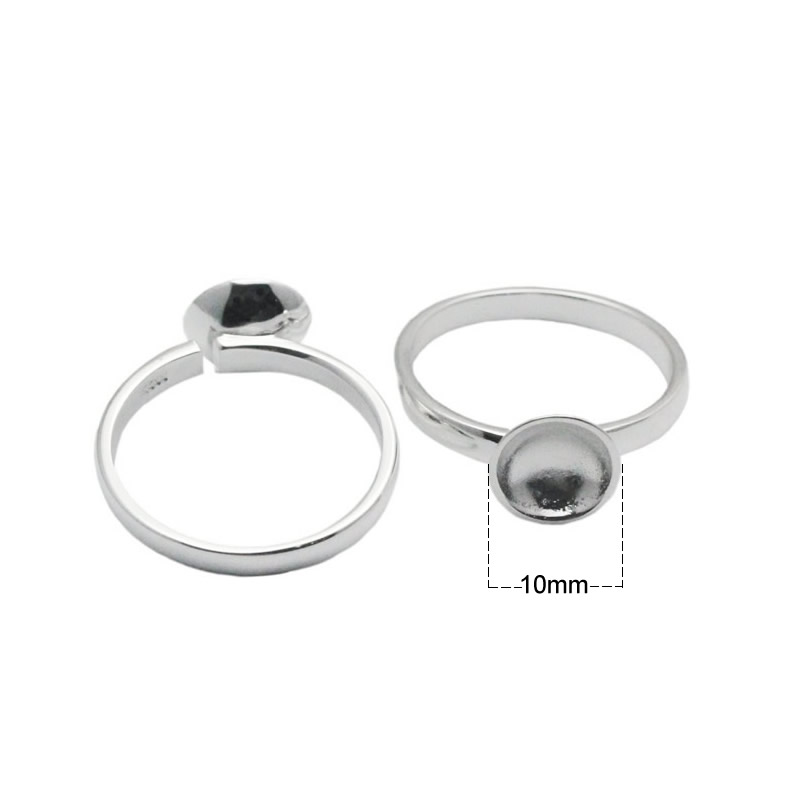 Beadsnice sterling silver ring blanks 10mm round ring setting handmade jewelry findings adjustable ring for female Christmas gift ID 32839