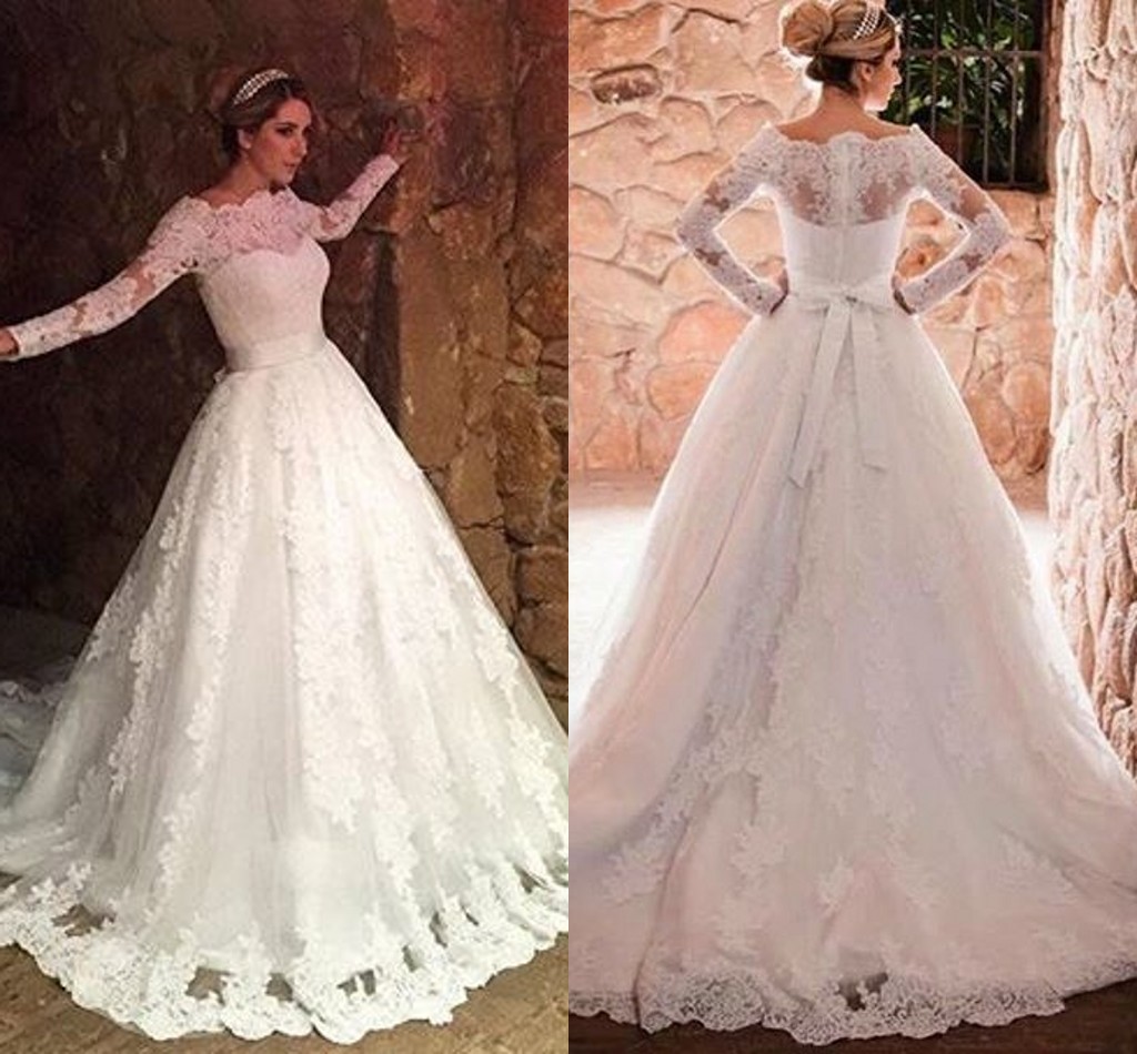 Vintage Lace Long Sleeve Wedding Dresses Vestido De Novia A-line Sweep train Sheer Tulle Sash Bridal Gown Robe De Mariage 2016, Champagne
Vintage Lace Long Sleeve Wedding Dresses Vestido De Novia A-line Sweep train Sheer Tulle Sash Bridal Gown Robe De Mariage 2016, Champagne