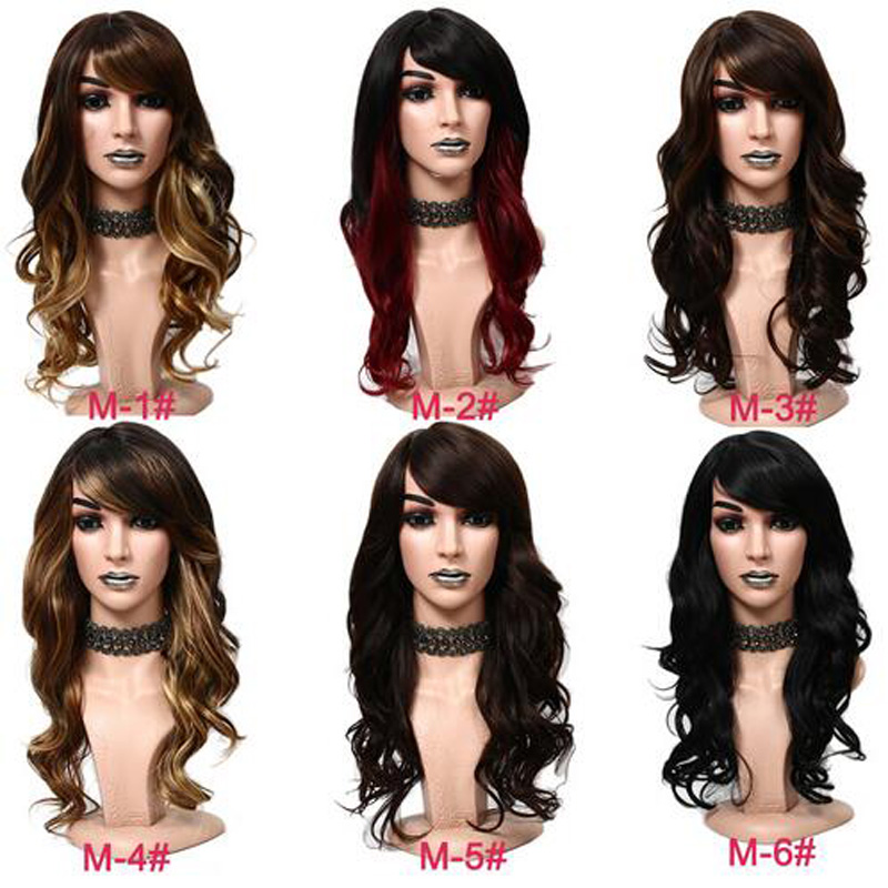 Long Wavy Hair Cosplay Wig Ombre Brown Halloween Heat Resistant Fashion Women Synthetic Free Wig Cap