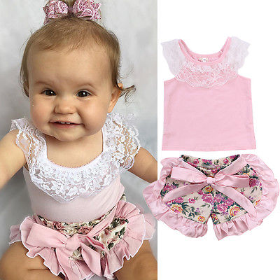 Wholesale- Hot Kids Lace Tops Baby Girl Pink T-shirt Toddler Floral Shorts Fashion Infant Summer Outfits Set
Wholesale- Hot Kids Lace Tops Baby Girl Pink T-shirt Toddler Floral Shorts Fashion Infant Summer Outfits Set