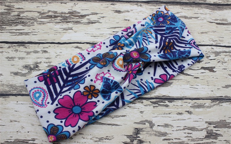 Women Cross Twisted Knot printing Bohemian Hair Accessories Headbands Cotton Fabric Turban Twist Head Wrap Rabbit Ears Hairband FD6563