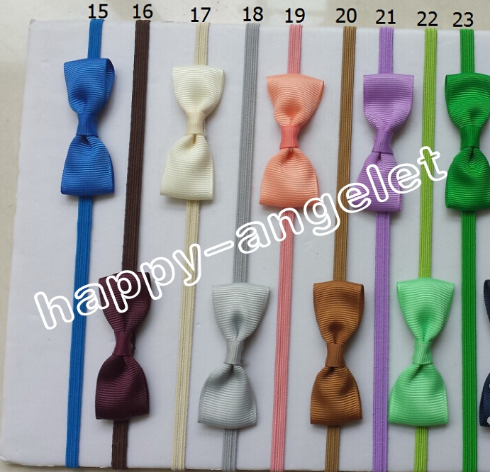 25pcs baby ribbon hair bow with mini Thin Elastic headbands girl hair accessorie 2" bow flower hair band slender rubber hair ties PJ5277