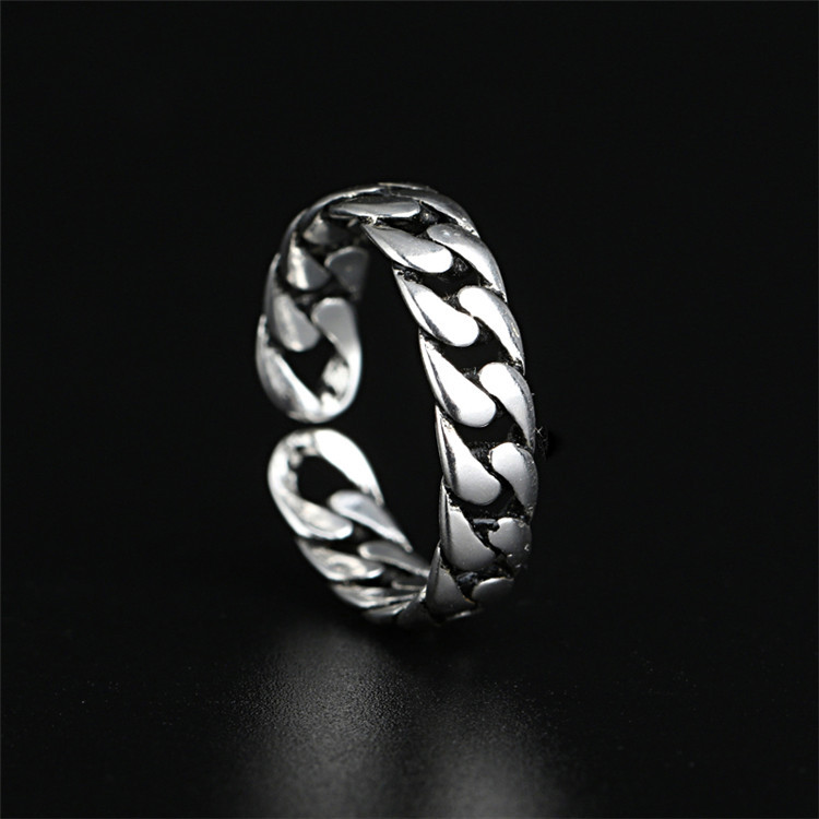 With 925 Silver Ring Korean Korean minimalist retro silver ring opening side chains
With 925 Silver Ring Korean Korean minimalist retro silver ring opening side chains