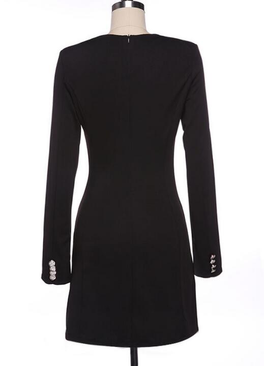 Dress Europe US hot style pencil skirt personality fashion long-sleeved dress buttons putting new double-breasted coat v-neck