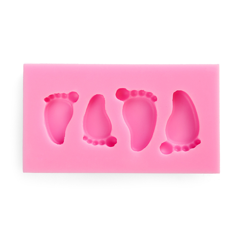 Wholesale-Lovely Baby Foot Shape Silicone Fondant Mould 3D Soap Candle Cookie Chocolate Candy Cank decoration Mold DIY