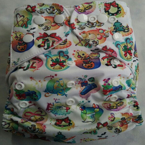 For Merry Chrismas Naughty Baby One Size Washable Reusable Cloth Diaper Covers Baby Diaper Colorful Bags baby cloth Nappy diaper 60setslot