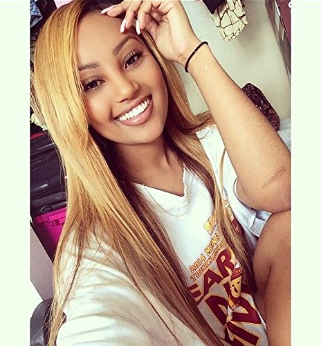 Free shipping Brazilian Siky Straight Bundles e 27# Honey Blonde Color Deal With Mixed Length 100% Human Hair Extensions
