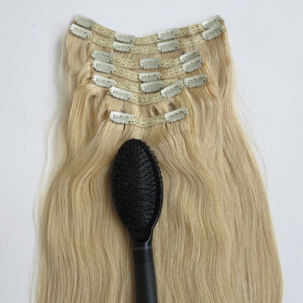 260g 20 22inch Clip in human Hair Extensions Brazilian Hair 60#/Platinum Blonde Remy Straight Hair weaves 7pcs/set free comb