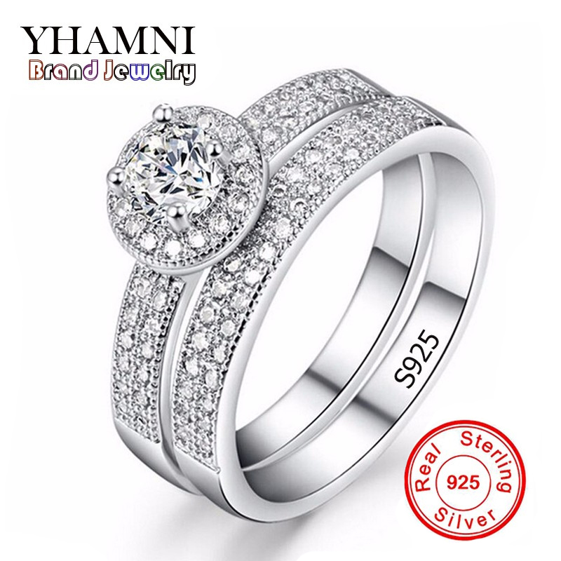 YHAMNI Original Pure Silver Engagement Rings Set Round White/Blue CZ Diamond Wedding Rings Set for Women KENR042, Slivery;golden
YHAMNI Original Pure Silver Engagement Rings Set Round White/Blue CZ Diamond Wedding Rings Set for Women KENR042, Slivery;golden