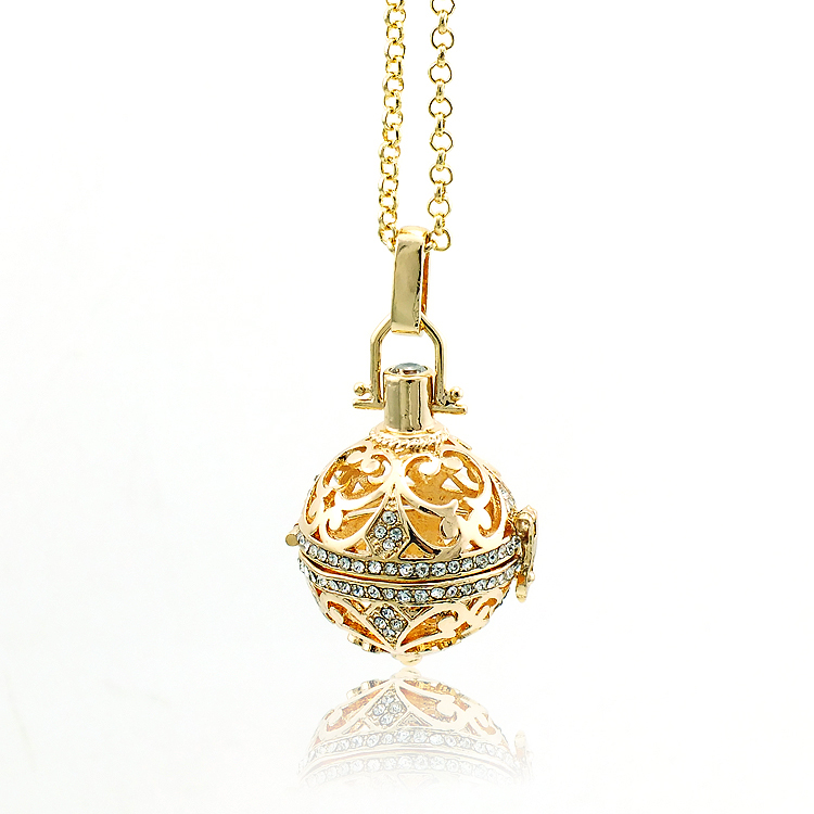 Free Shipping Angel Necklaces Pregnancy Ball Bola Harmony Ball Copper Rhinestone Box Pendants Necklaces For Pregnant Woman Jewelry