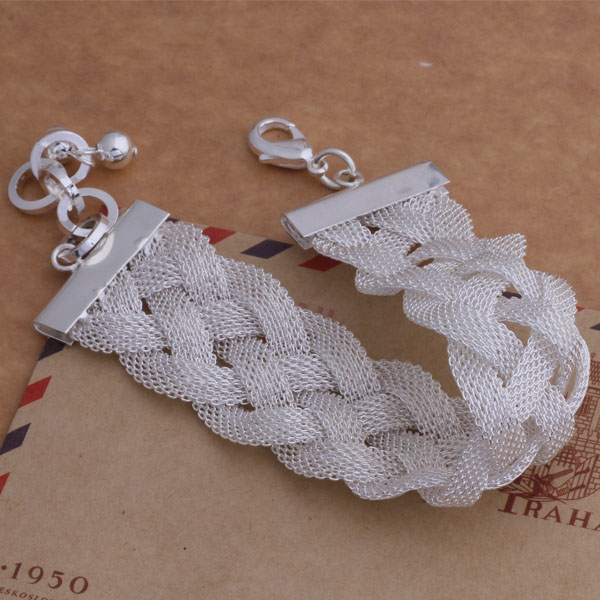 Free Shipping with tracking number Top Sale 925 Silver Bracelet Big Braid Bracelet Silver Jewelry 10Pcs/lot cheap 1600