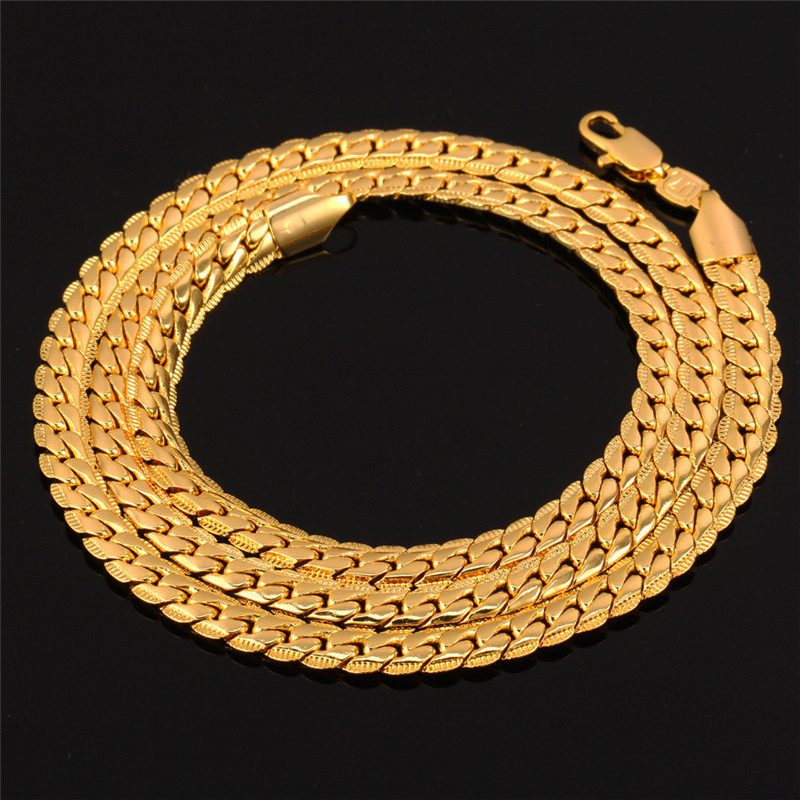 18quot32quot Men Gold Chain 18K Real Gold Plated Wheat Chain Necklace Bracelet Hip Hop Jewelry Set