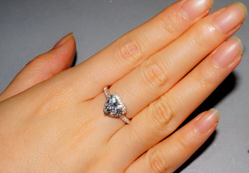 heart cut Size 5/6/7/8/9/10 jewelry sterling sier Filled white Topaz Gem women Wedding Lovers Ring gift with box