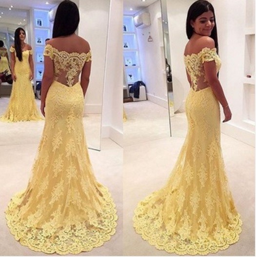 Mermaid Prom Dress 2020 Yellow Off the Shoulder Sleeveless Trumpet with Appliques Lace Tulle vestido formatura Evening Dresses, Daffodil
Mermaid Prom Dress 2020 Yellow Off the Shoulder Sleeveless Trumpet with Appliques Lace Tulle vestido formatura Evening Dresses, Daffodil