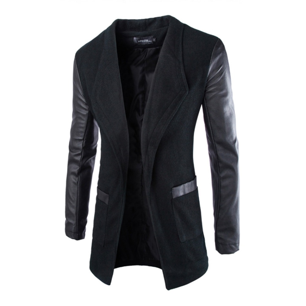 Wholesale- Mens Jacket Blazer Trench Faux Leather Splice Open Stitch Coat Overcoat Outwear New Arrival 0783, Black
Wholesale- Mens Jacket Blazer Trench Faux Leather Splice Open Stitch Coat Overcoat Outwear New Arrival 0783, Black