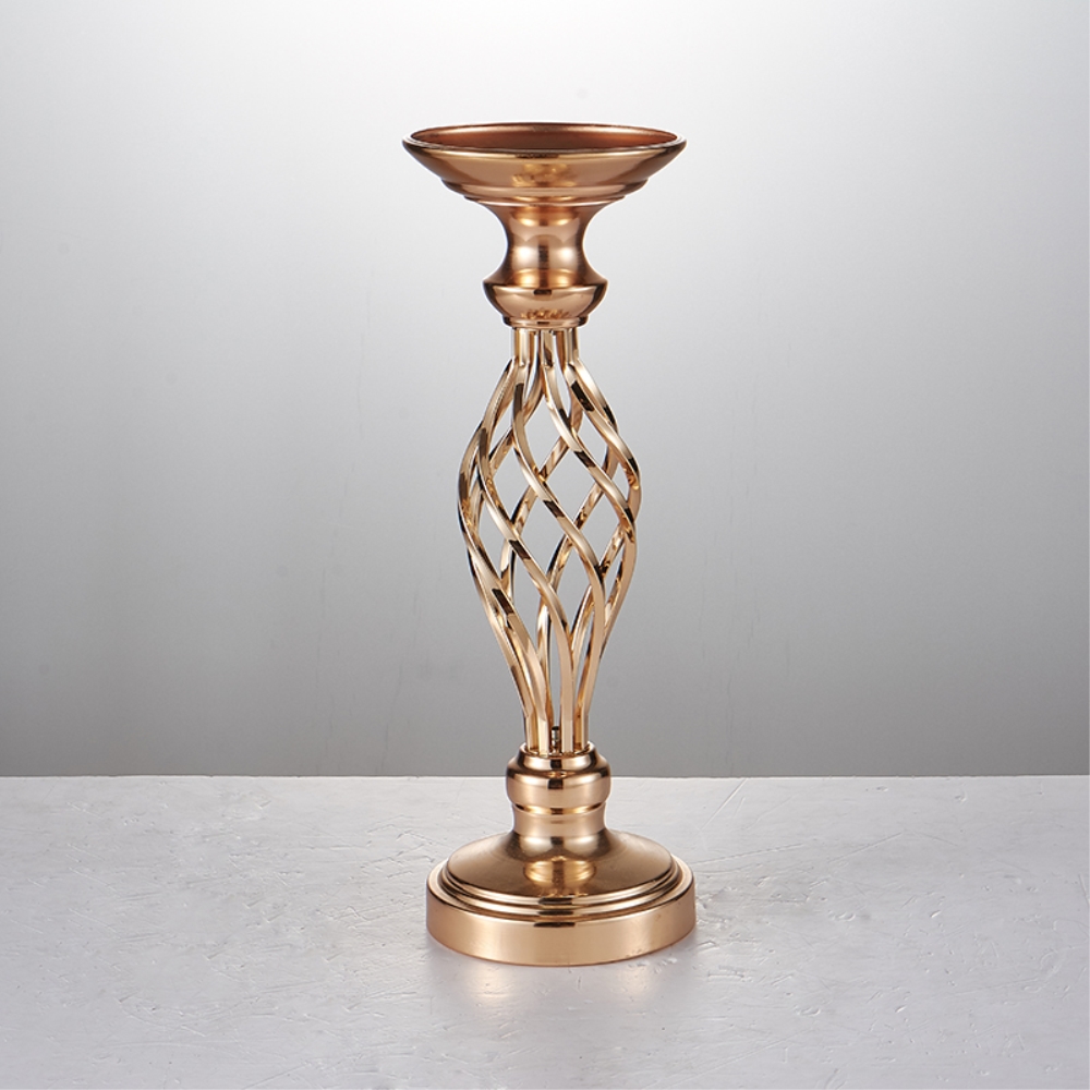 Creative Hollow Gold Metal Candle Holders Wedding Road Lead Table Flower Rack Home And Hotel Vases Decoration 1 Lot = 10 PCS