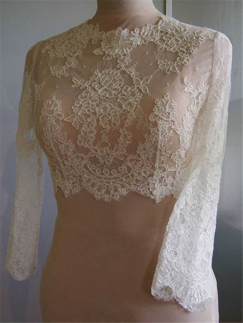 Modern Luxury: Personalized Beaded Lace Bolero with Transparent Accents - Perfect Companion for a Sophisticated Wedding Look