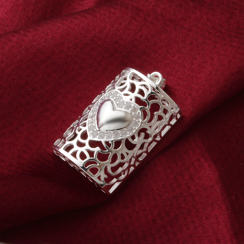 Free shipping fashion high quality 925 silver Heart cards With diamond jewelry 925 silver necklace Valentine's Day holiday gifts hot 1641