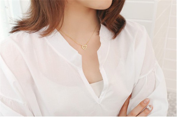 10PCS Tiny Line Open Heart Necklace Cute Heart with Map Hollow Out Love Peace Sign Necklaces for Women