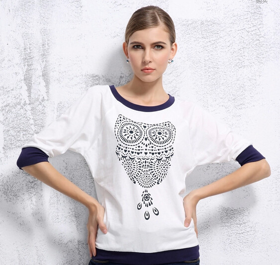 2014 New T Shirt For Women Fashion Cotton Tops Owl Printed Half-Sleeve Blouse Casual Shirt S/M//XL DF-095, White
2014 New T Shirt For Women Fashion Cotton Tops Owl Printed Half-Sleeve Blouse Casual Shirt S/M//XL DF-095, White