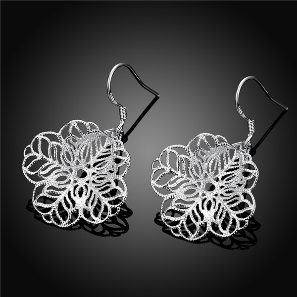 Brand new sterling silver Flower-shaped hollow earrings DFMSE634women's 925 silver Dangle Chandelier earrings 10 pair a lot factory direct