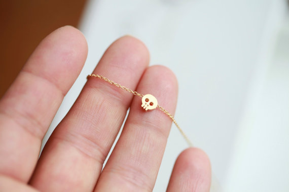 10PCS- B043 Tiny Sugar Skull Bracelet Cute Skeleton Bracelet Simple Animal Skull Face Head Bracelets for women