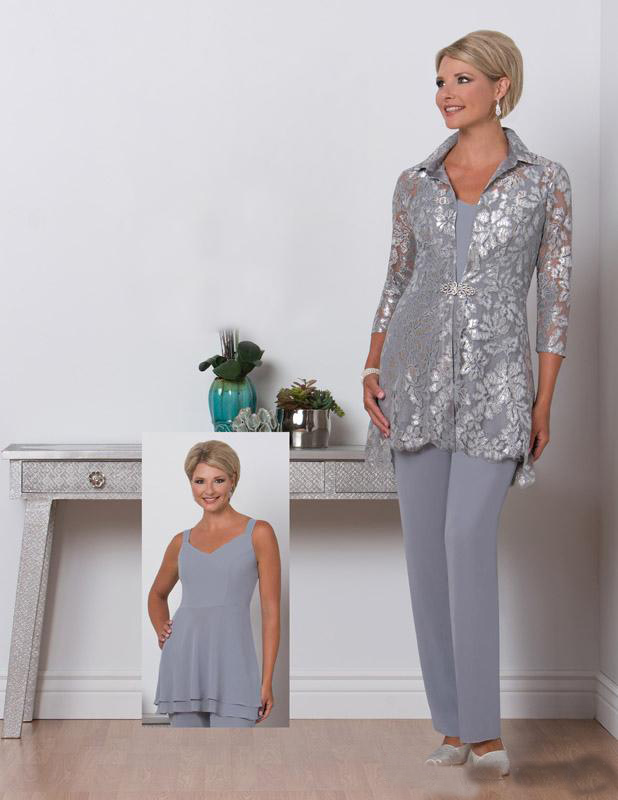 2019 Silver Chiffon Mother Of The Bride Pants Suits With Lace Jacklet Plus Size Evening Gown Mother Wedding Guest Dress
2019 Silver Chiffon Mother Of The Bride Pants Suits With Lace Jacklet Plus Size Evening Gown Mother Wedding Guest Dress